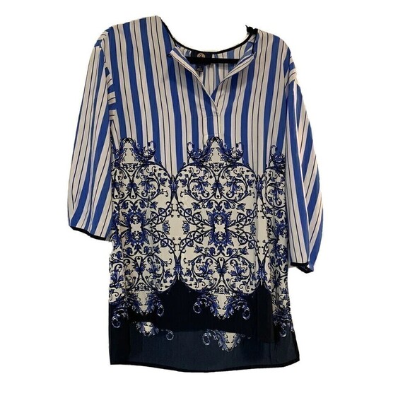 𝅺ADRIENNE Vittadini‎ Top Tunic Size Small Women Blue 3/4 Sleeve - Picture 1 of 5